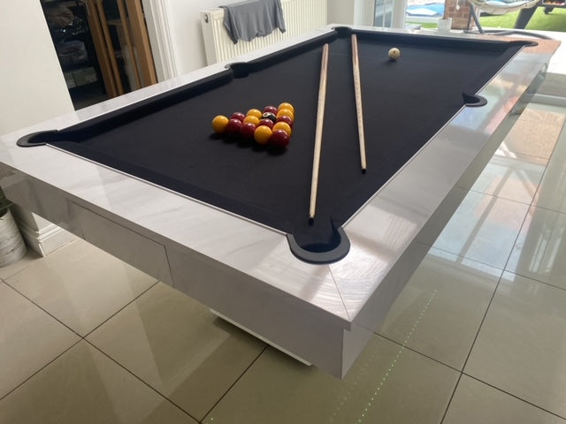 Superpool Lightning Pool Dining Table Carrara Marble 7ft - Excel Leisure Games