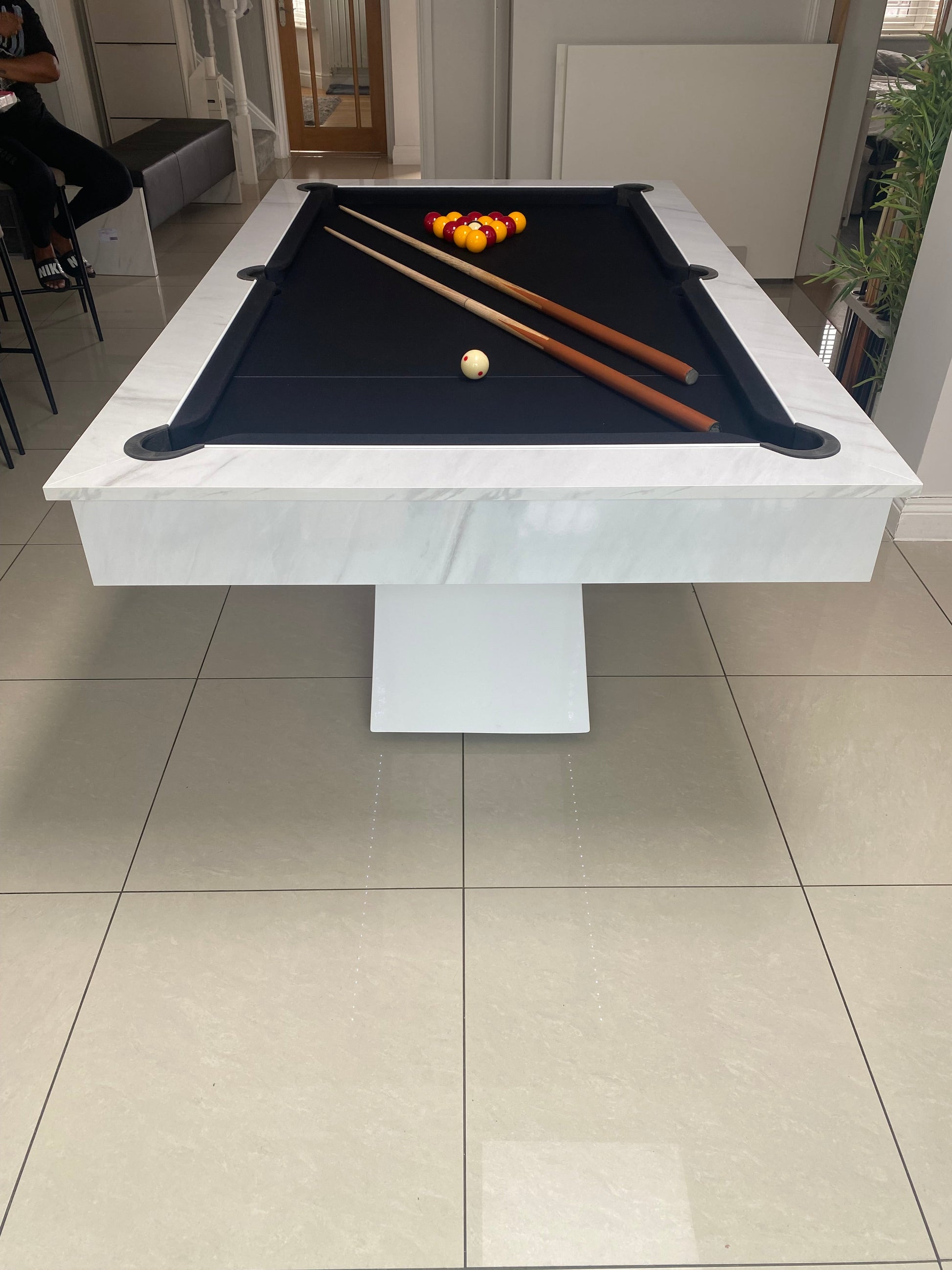 Superpool Lightning Pool Dining Table Carrara Marble 7ft - Excel Leisure Games
