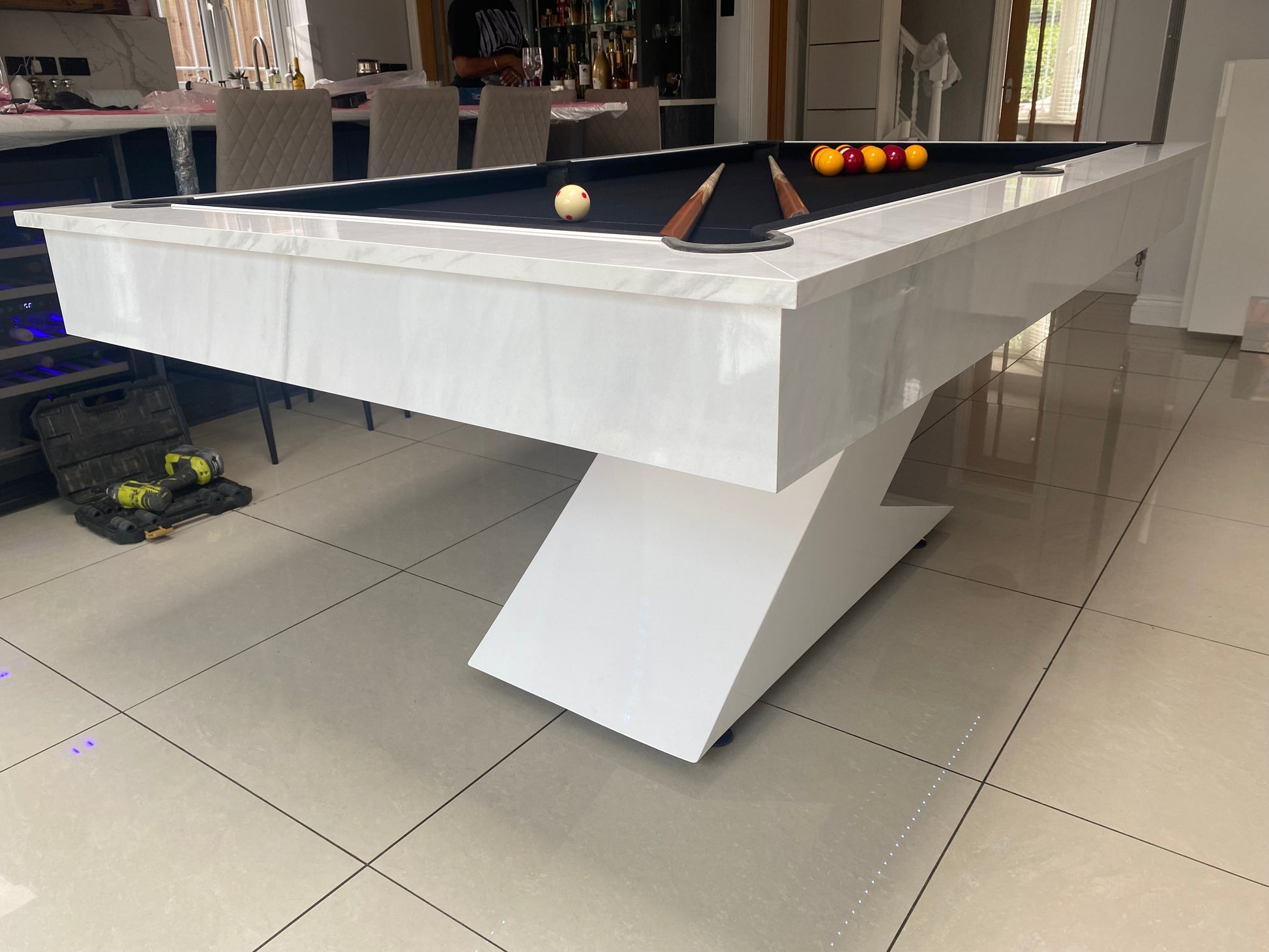 Superpool Lightning Pool Dining Table Carrara Marble 7ft - Excel Leisure Games