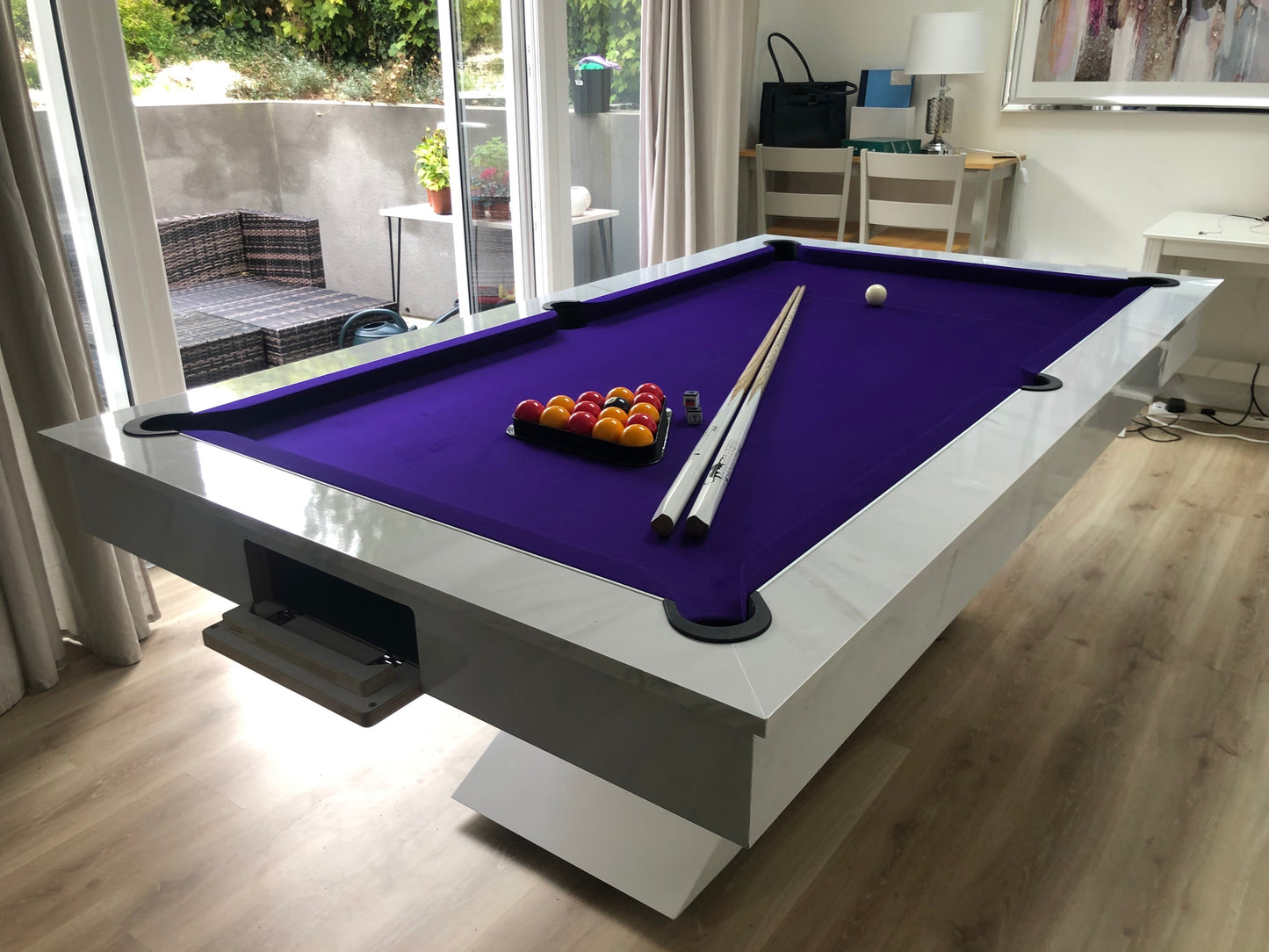 Superpool Lightning Pool Dining Table Carrara Marble 7ft - Excel Leisure Games