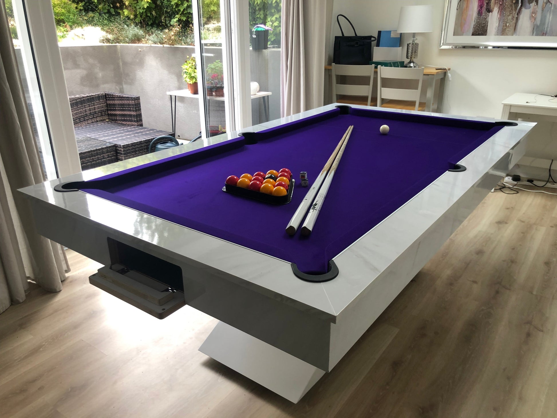 Superpool Lightning Pool Dining Table Carrara Marble 7ft - Excel Leisure Games