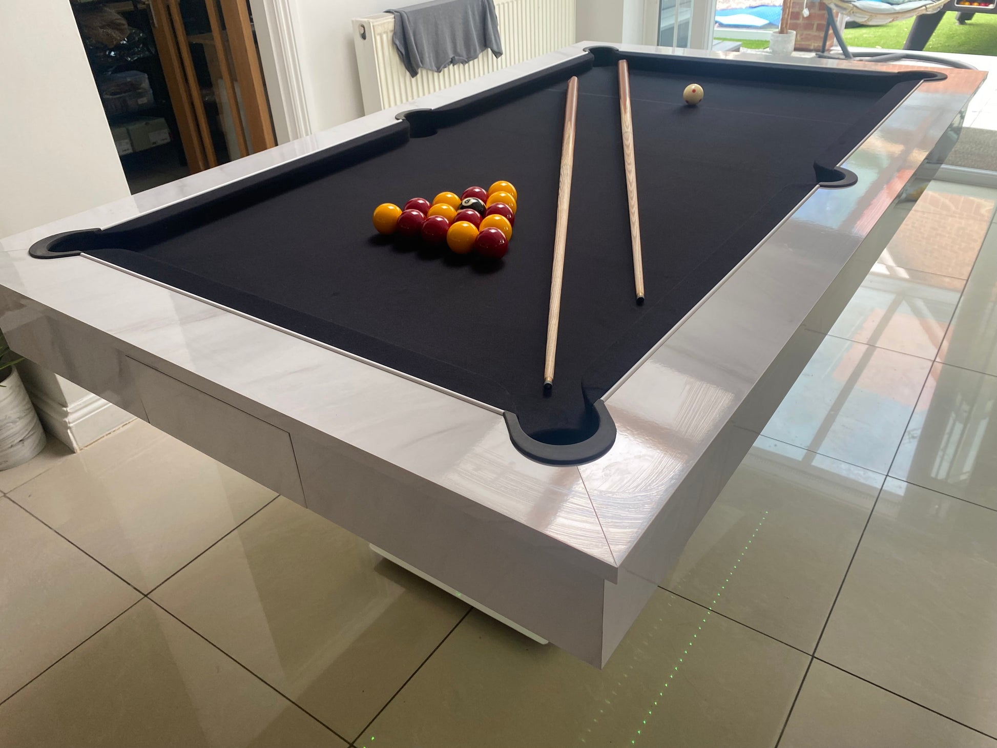 Superpool Lightning Pool Dining Table Carrara Marble 7ft - Excel Leisure Games